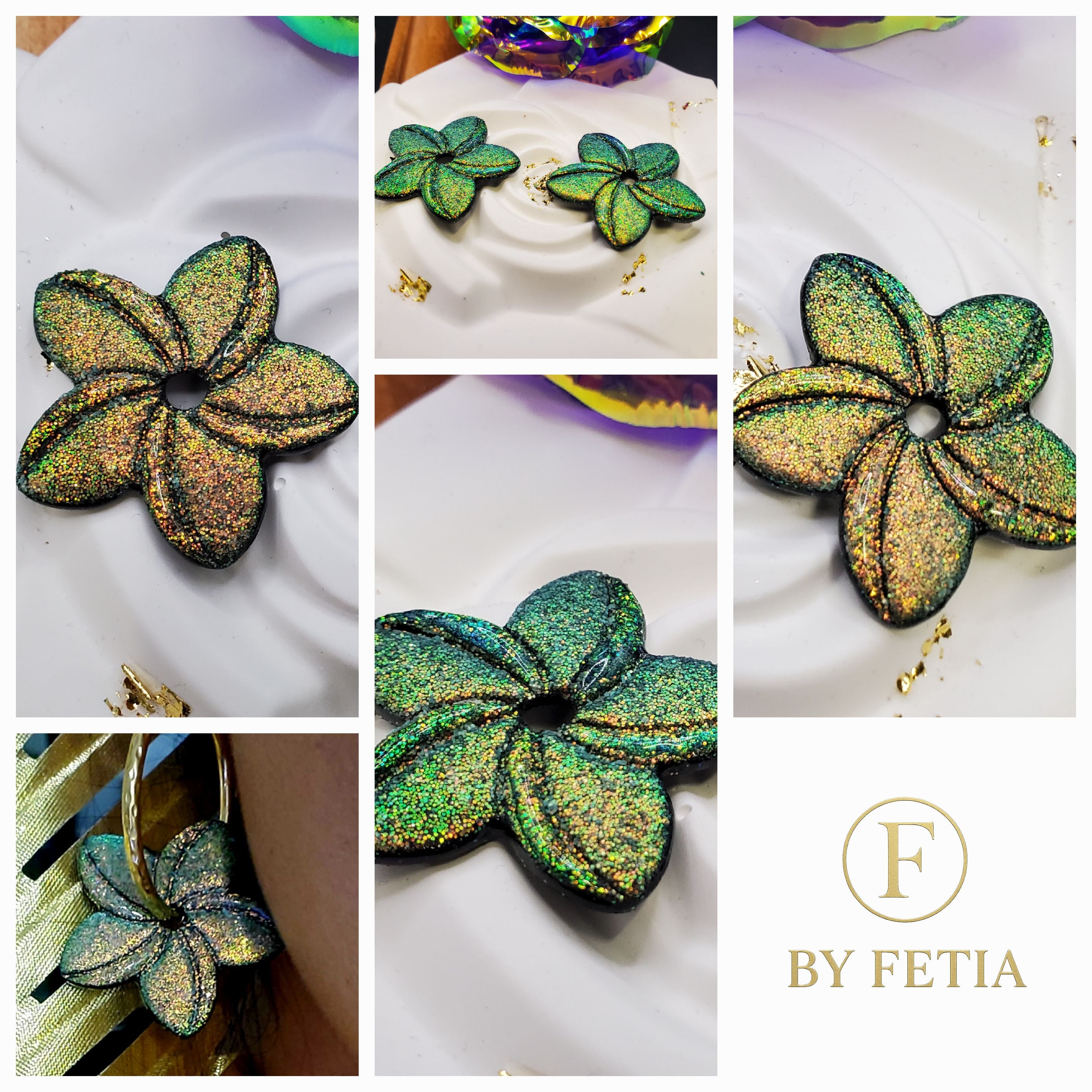 🌺 Pampilles "Bella" – Fleurs de Tiaré en pâte polymère et résine UV