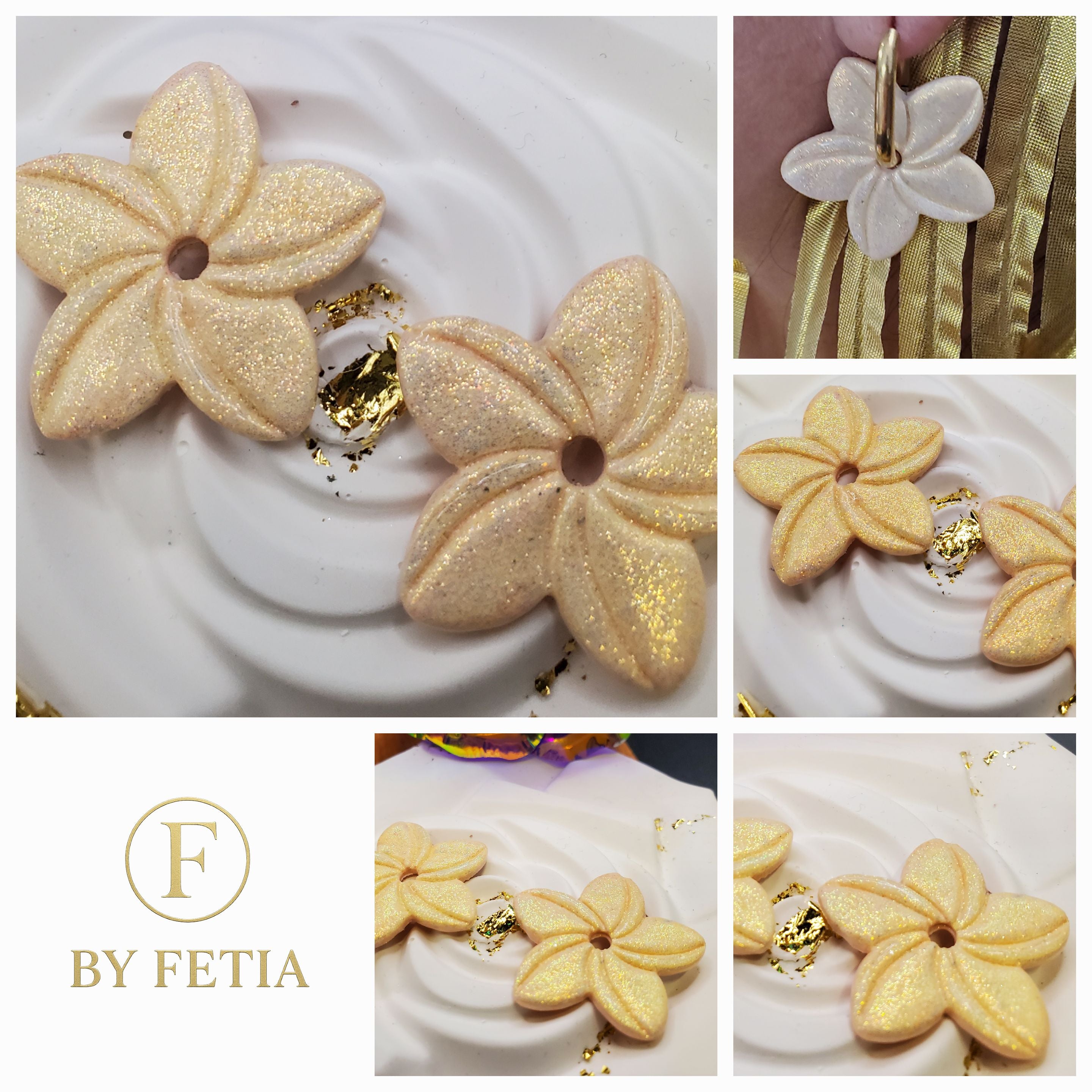 🌺 Pampilles "Bella" – Fleurs de Tiaré en pâte polymère et résine UV