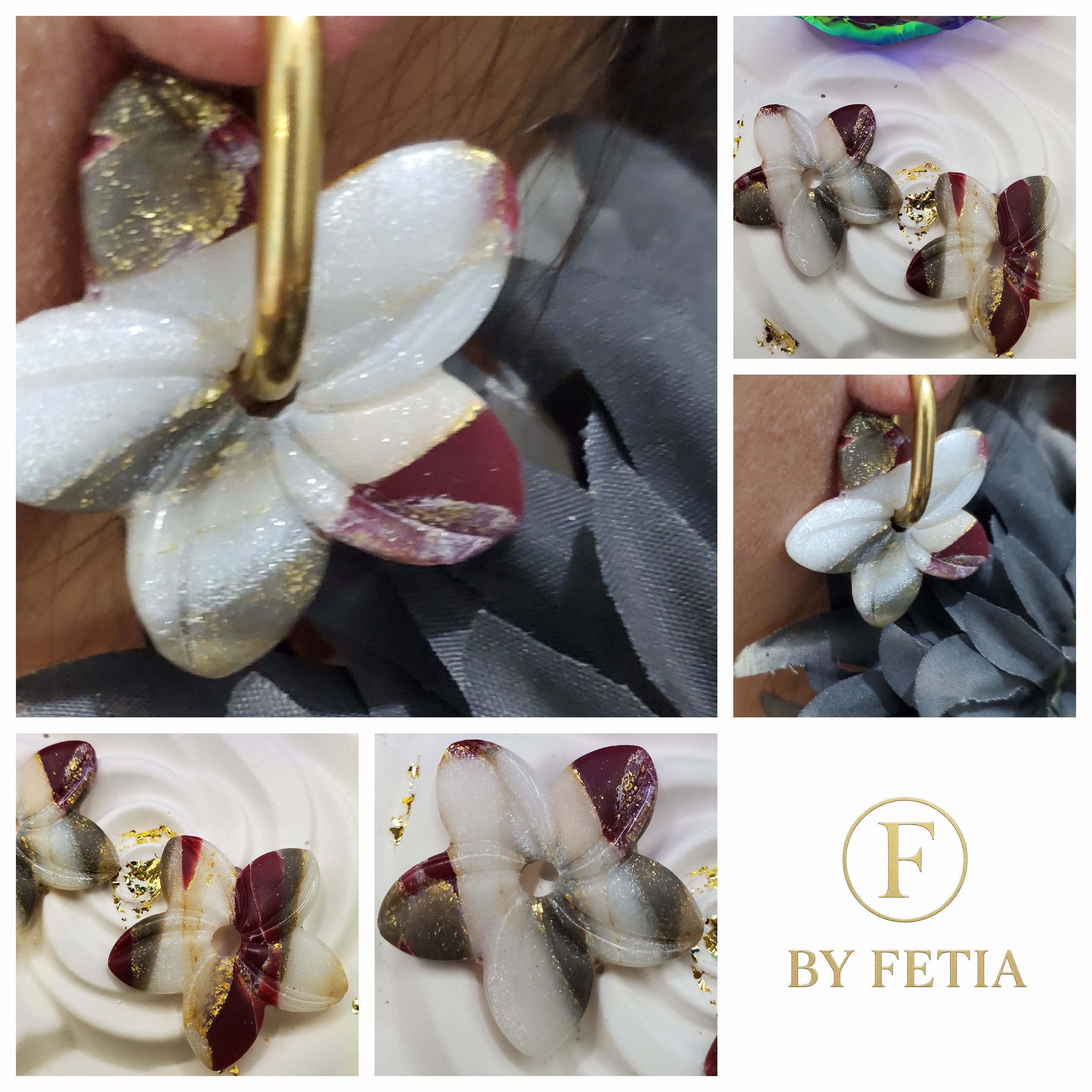 🌺 Pampilles "Bella" – Fleurs de Tiaré en pâte polymère et résine UV