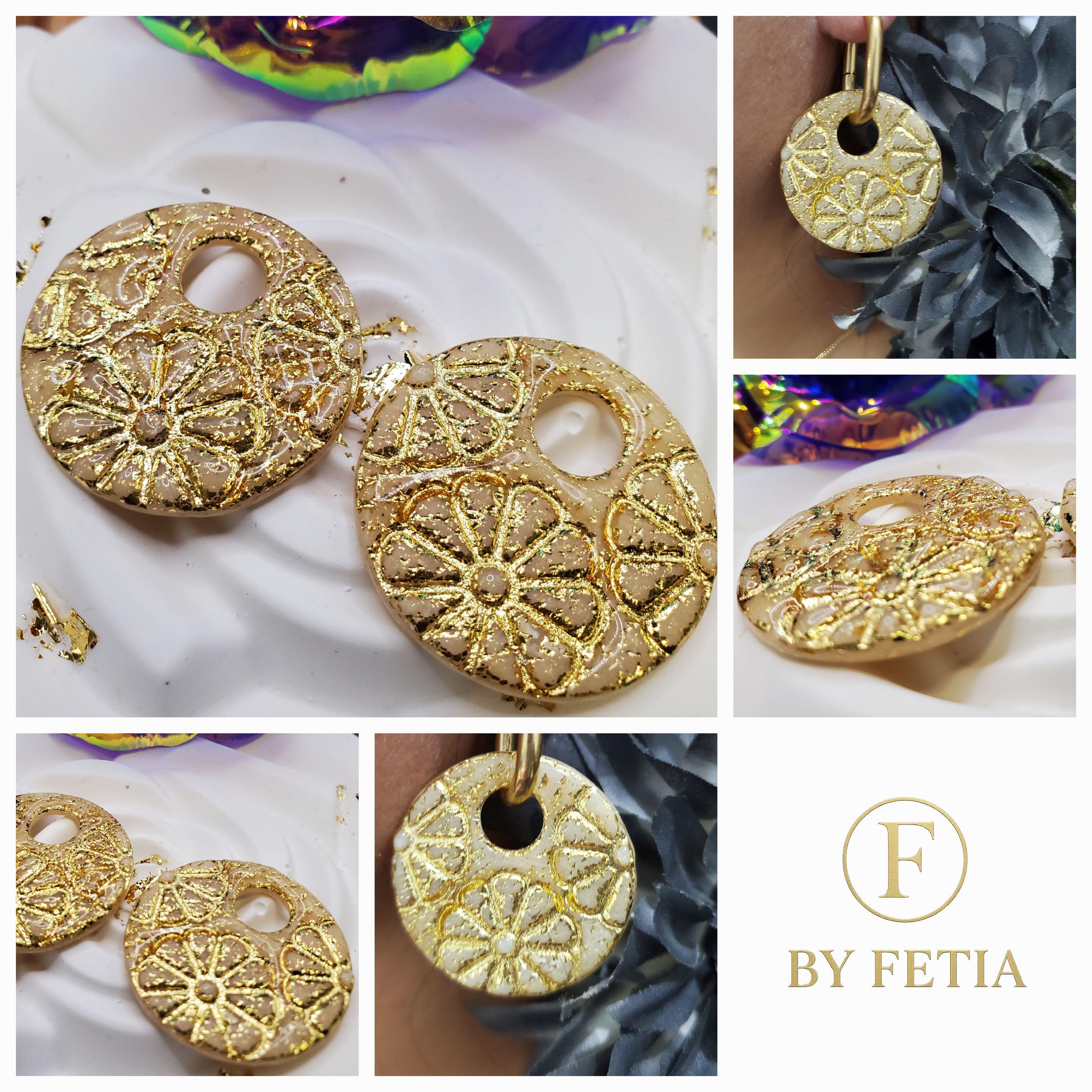 🌸 Pampilles « Posy » – Grosses Rondes en Pâte Polymère et Résine UV