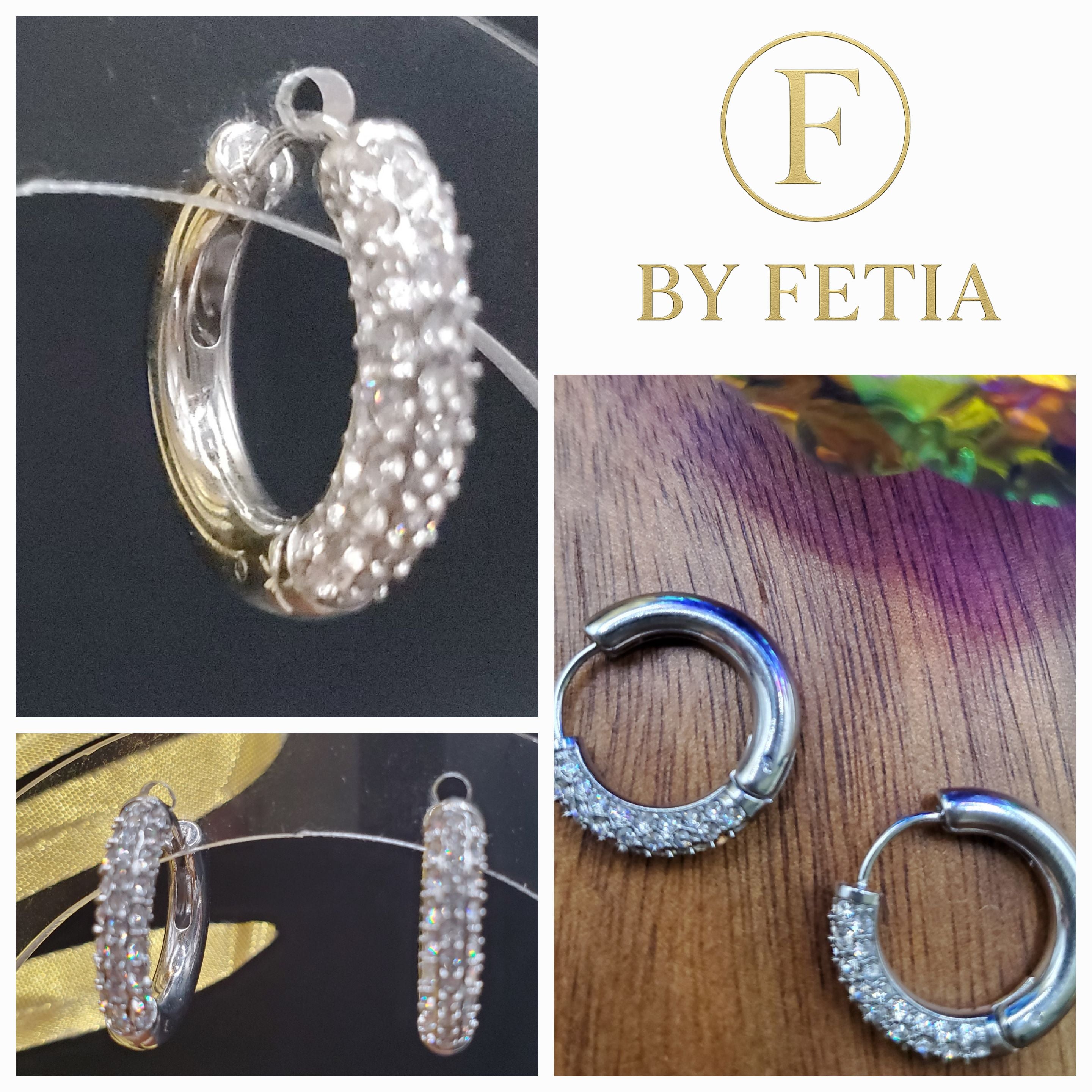 Créoles Rondes “Maryline” en Acier Inoxydable – Dorées ou Argentées, Incrustées de petits éclats pétillants