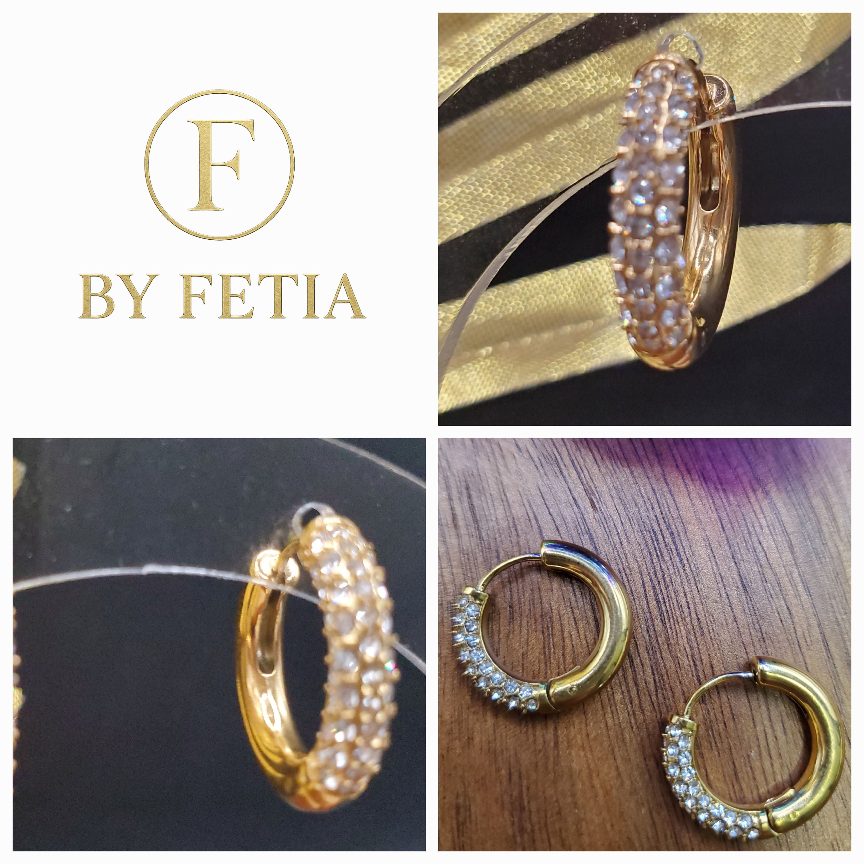 Créoles Rondes “Maryline” en Acier Inoxydable – Dorées ou Argentées, Incrustées de petits éclats pétillants